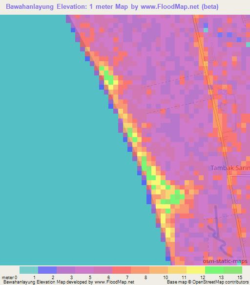 Bawahanlayung,Indonesia Elevation Map