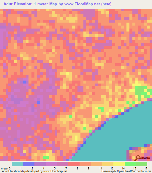 Adur,Indonesia Elevation Map