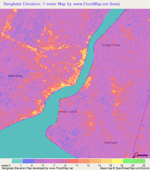 Bangkalai,Indonesia Elevation Map