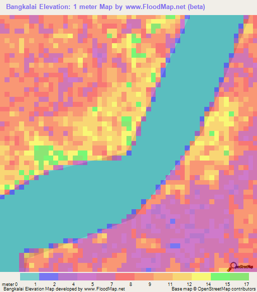 Bangkalai,Indonesia Elevation Map