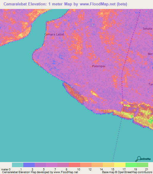 Cemaralebat,Indonesia Elevation Map