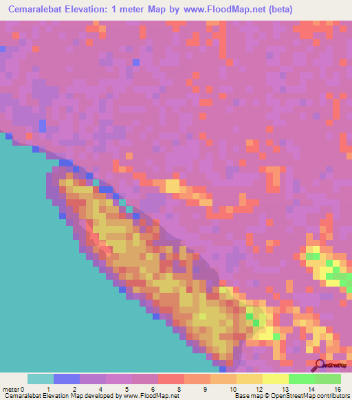 Cemaralebat,Indonesia Elevation Map