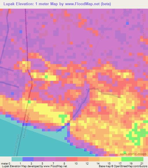 Lupak,Indonesia Elevation Map