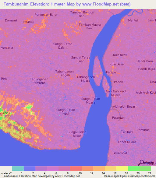 Tambunanim,Indonesia Elevation Map