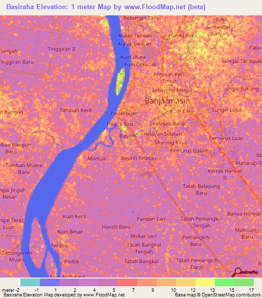 Basiraha,Indonesia Elevation Map