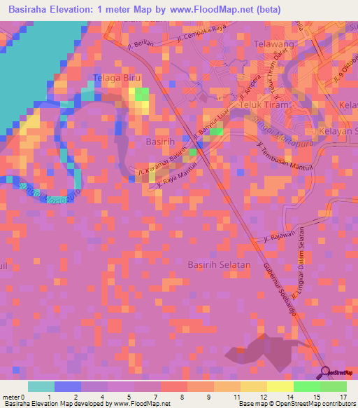 Basiraha,Indonesia Elevation Map