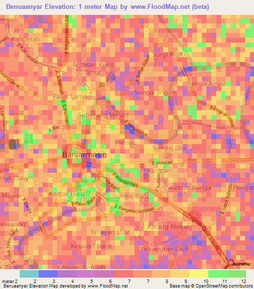 Benuaanyar,Indonesia Elevation Map