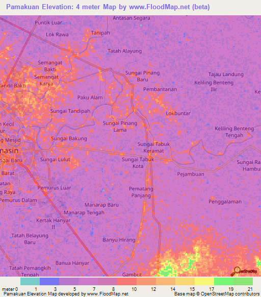 Pamakuan,Indonesia Elevation Map