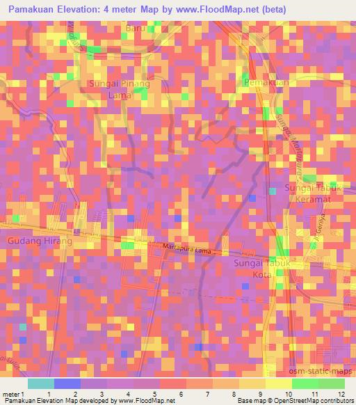 Pamakuan,Indonesia Elevation Map