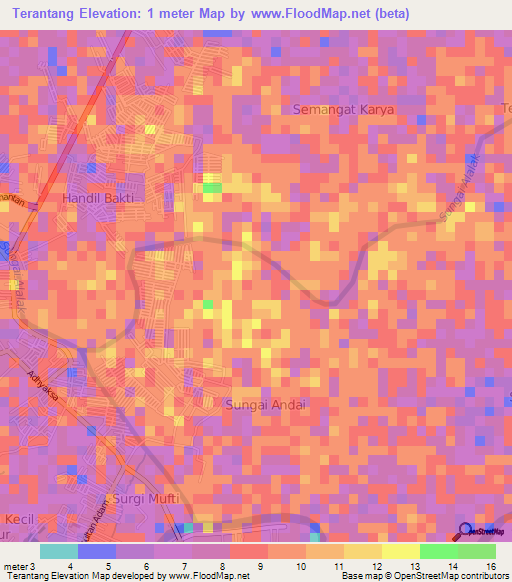 Terantang,Indonesia Elevation Map