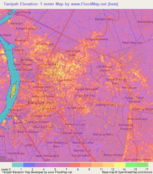 Tanipah,Indonesia Elevation Map