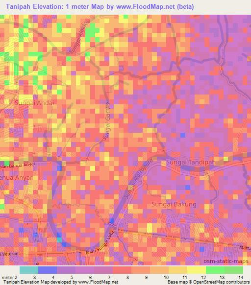 Tanipah,Indonesia Elevation Map