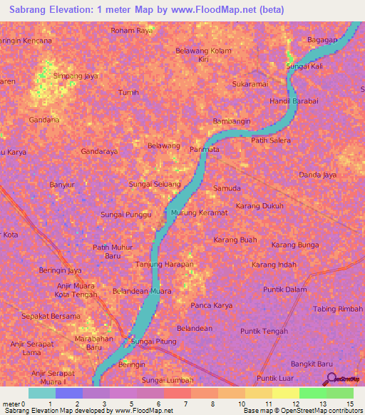 Sabrang,Indonesia Elevation Map