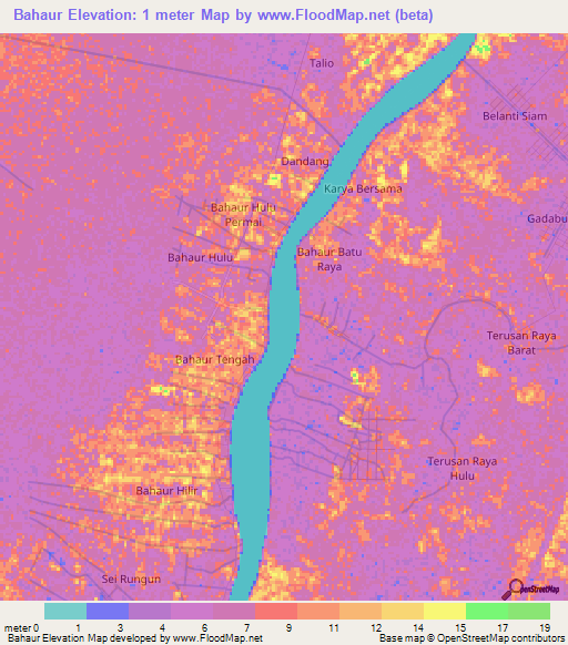 Bahaur,Indonesia Elevation Map