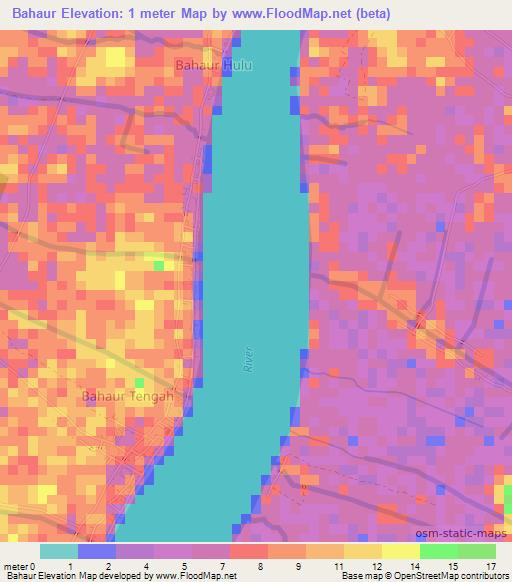 Bahaur,Indonesia Elevation Map
