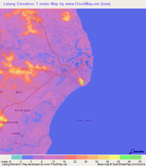 Lalang,Indonesia Elevation Map