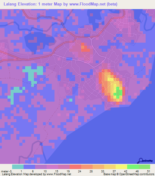 Lalang,Indonesia Elevation Map