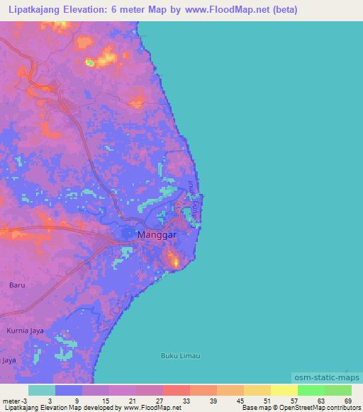 Lipatkajang,Indonesia Elevation Map