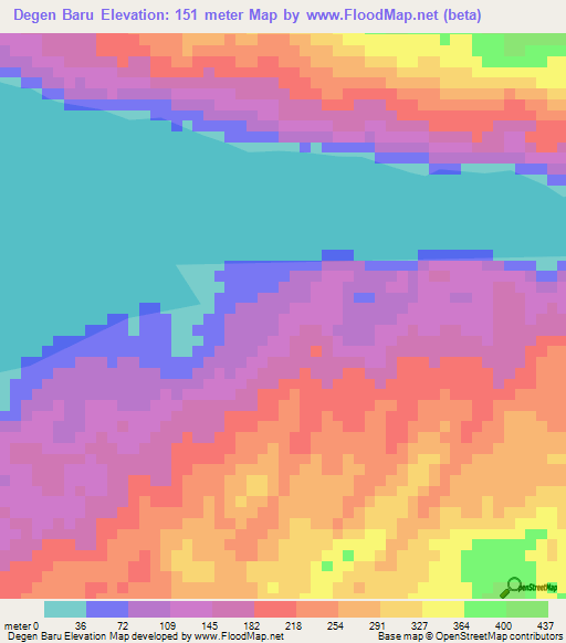 Degen Baru,Indonesia Elevation Map