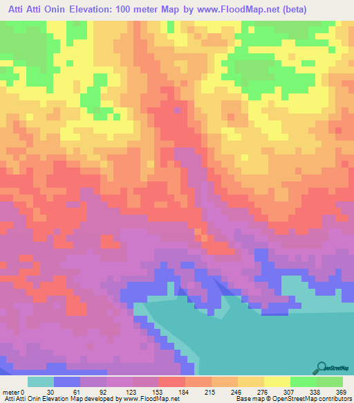 Atti Atti Onin,Indonesia Elevation Map