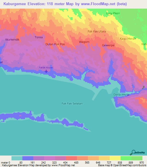 Kaburgemee,Indonesia Elevation Map