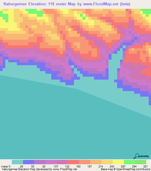 Kaburgemee,Indonesia Elevation Map