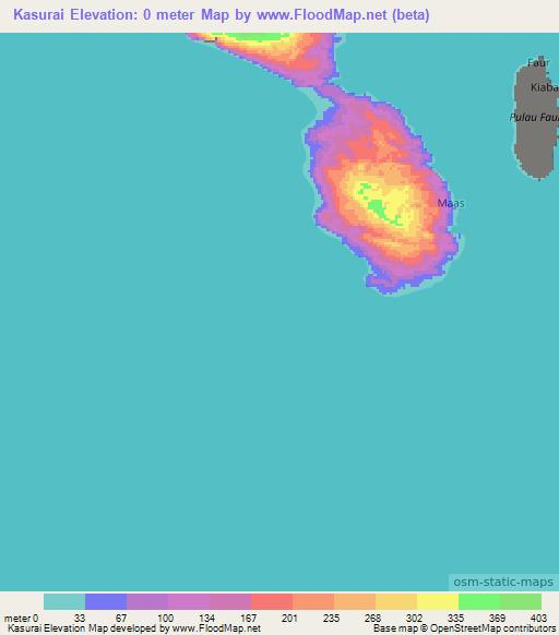 Kasurai,Indonesia Elevation Map