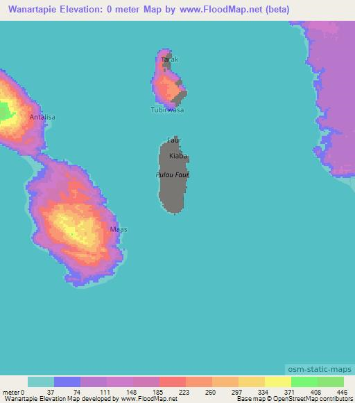 Wanartapie,Indonesia Elevation Map