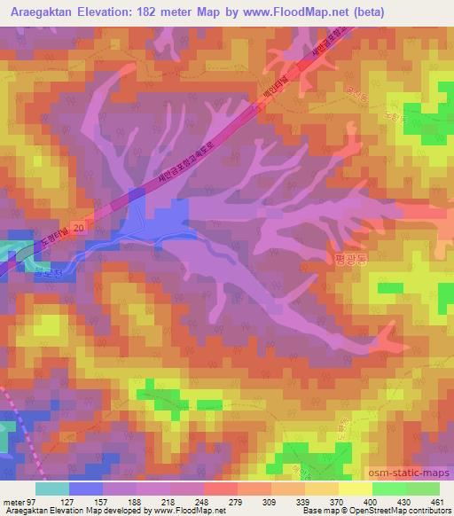 Araegaktan,South Korea Elevation Map