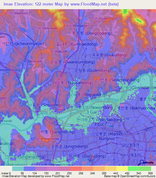 Imae,South Korea Elevation Map