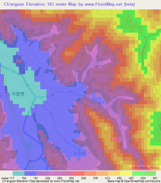 Ch'angsan,South Korea Elevation Map