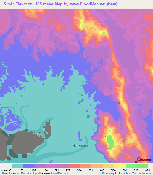 Simir,Indonesia Elevation Map