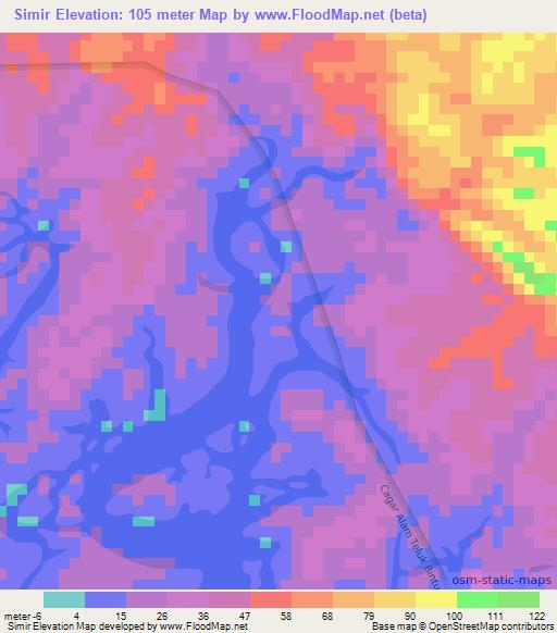 Simir,Indonesia Elevation Map