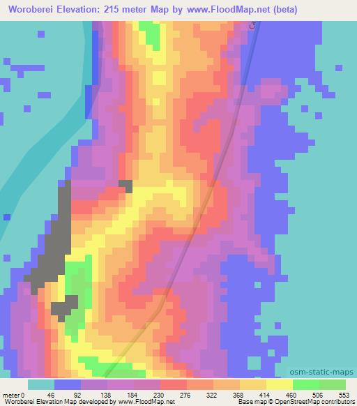 Woroberei,Indonesia Elevation Map