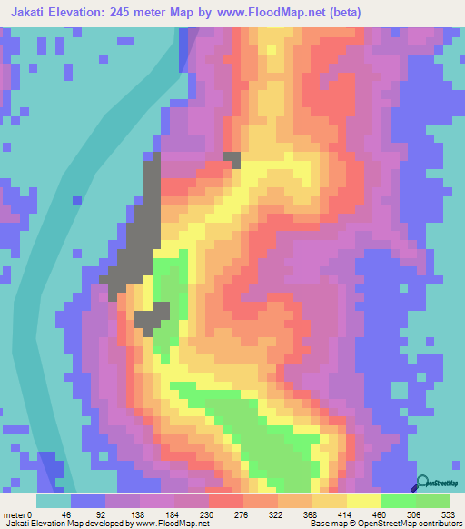 Jakati,Indonesia Elevation Map