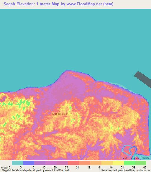 Segah,Indonesia Elevation Map