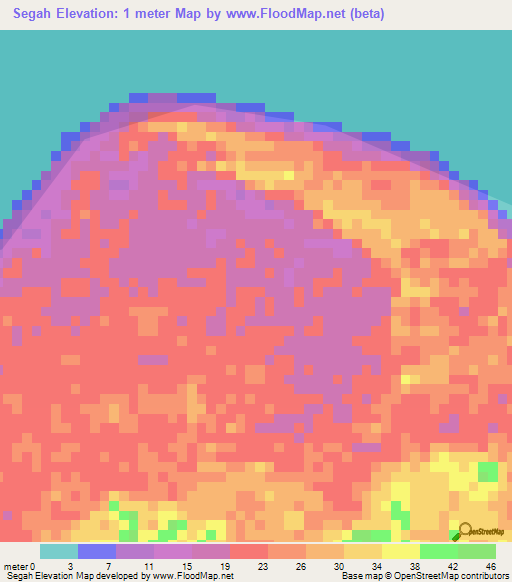 Segah,Indonesia Elevation Map