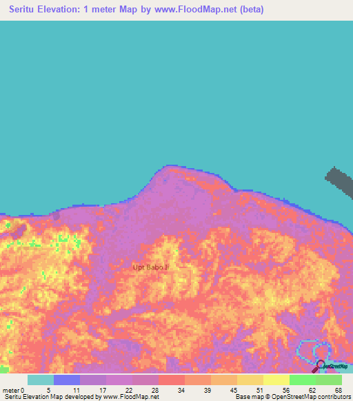 Seritu,Indonesia Elevation Map