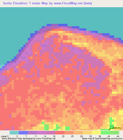 Seritu,Indonesia Elevation Map