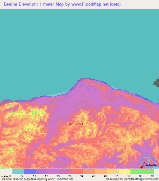 Benina,Indonesia Elevation Map