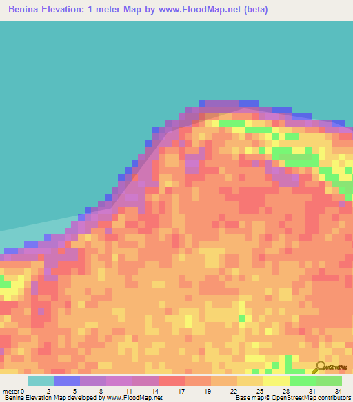 Benina,Indonesia Elevation Map