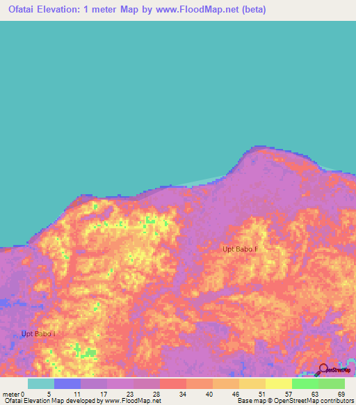 Ofatai,Indonesia Elevation Map