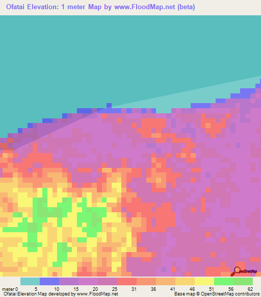 Ofatai,Indonesia Elevation Map