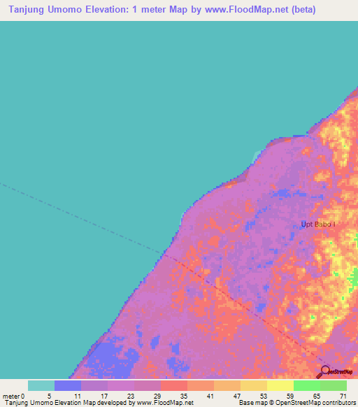 Tanjung Umomo,Indonesia Elevation Map