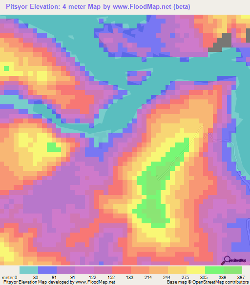 Pitsyor,Indonesia Elevation Map