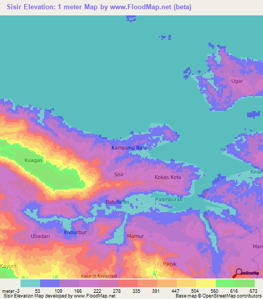 Sisir,Indonesia Elevation Map