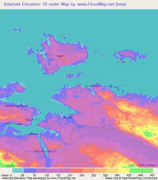 Adamata,Indonesia Elevation Map