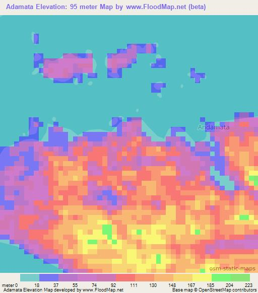 Adamata,Indonesia Elevation Map