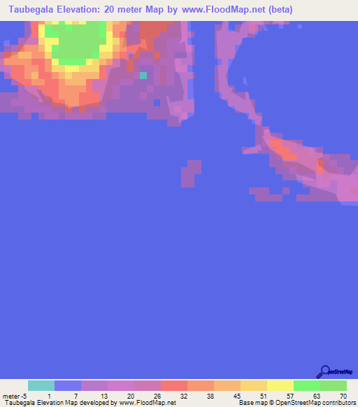 Taubegala,Indonesia Elevation Map