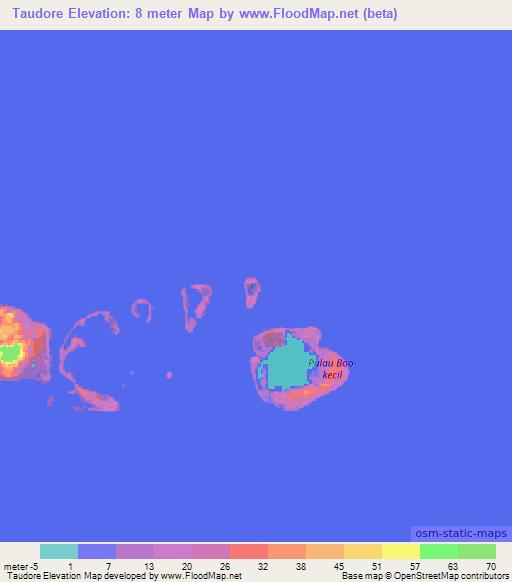 Taudore,Indonesia Elevation Map